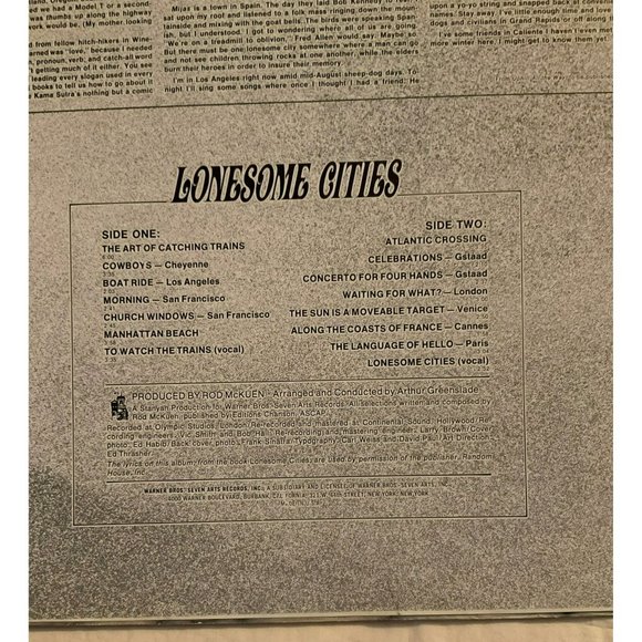 Rod McKuen: Lonesome Cities Vintage Vinyl Record - Picture 3 of 13